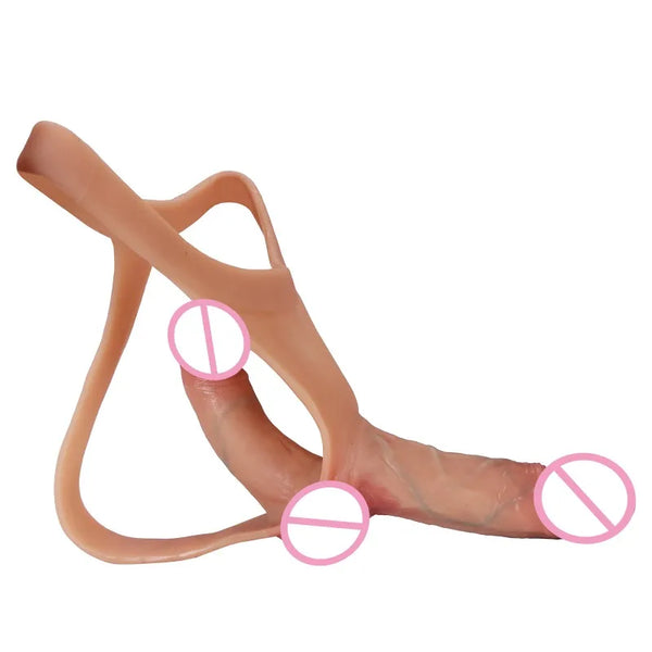 Silicone Double Penis Dildo Wearing Pants Dick Realistic Penis Toy for Lesbian Couple Strap on Masturbator Adult Sex Toys