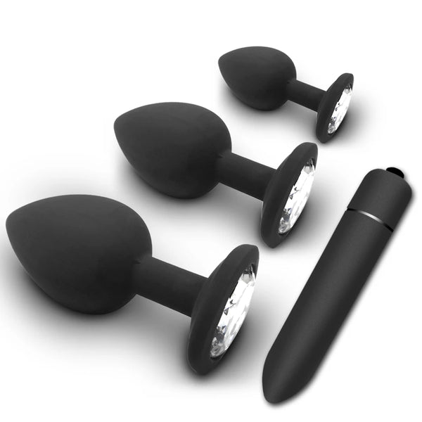 4pcs Soft Silicone Anal Plug Mini Erotic Bullet Vibrator Butt Plug Sex Toy for Men Women Gay Couples Anal Prostate Stimulator