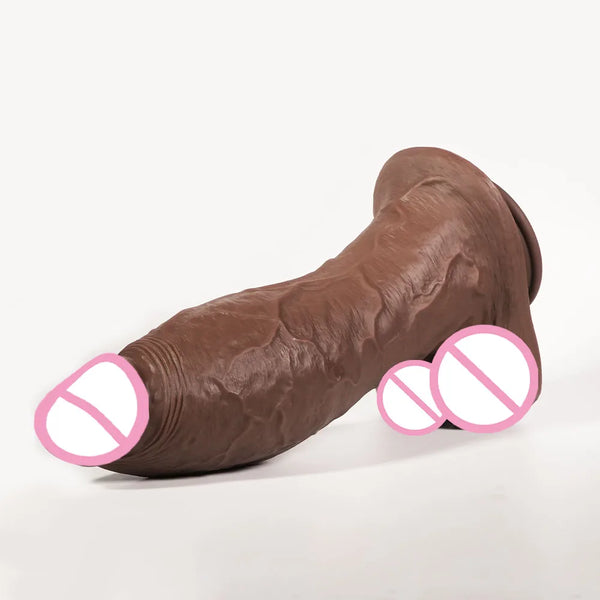 Dildo Curvo de Grandes Dimensões em Silicone Médico com Ventosa