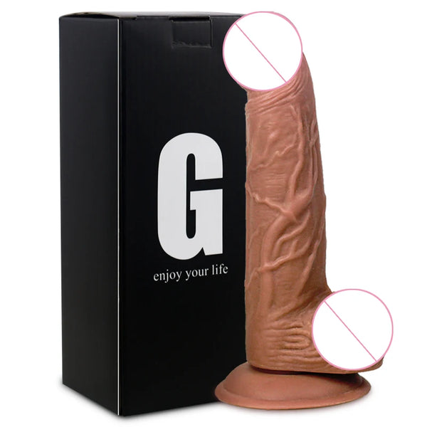 Dildo Realista em Silicone com Ventosa de Forte Aderência