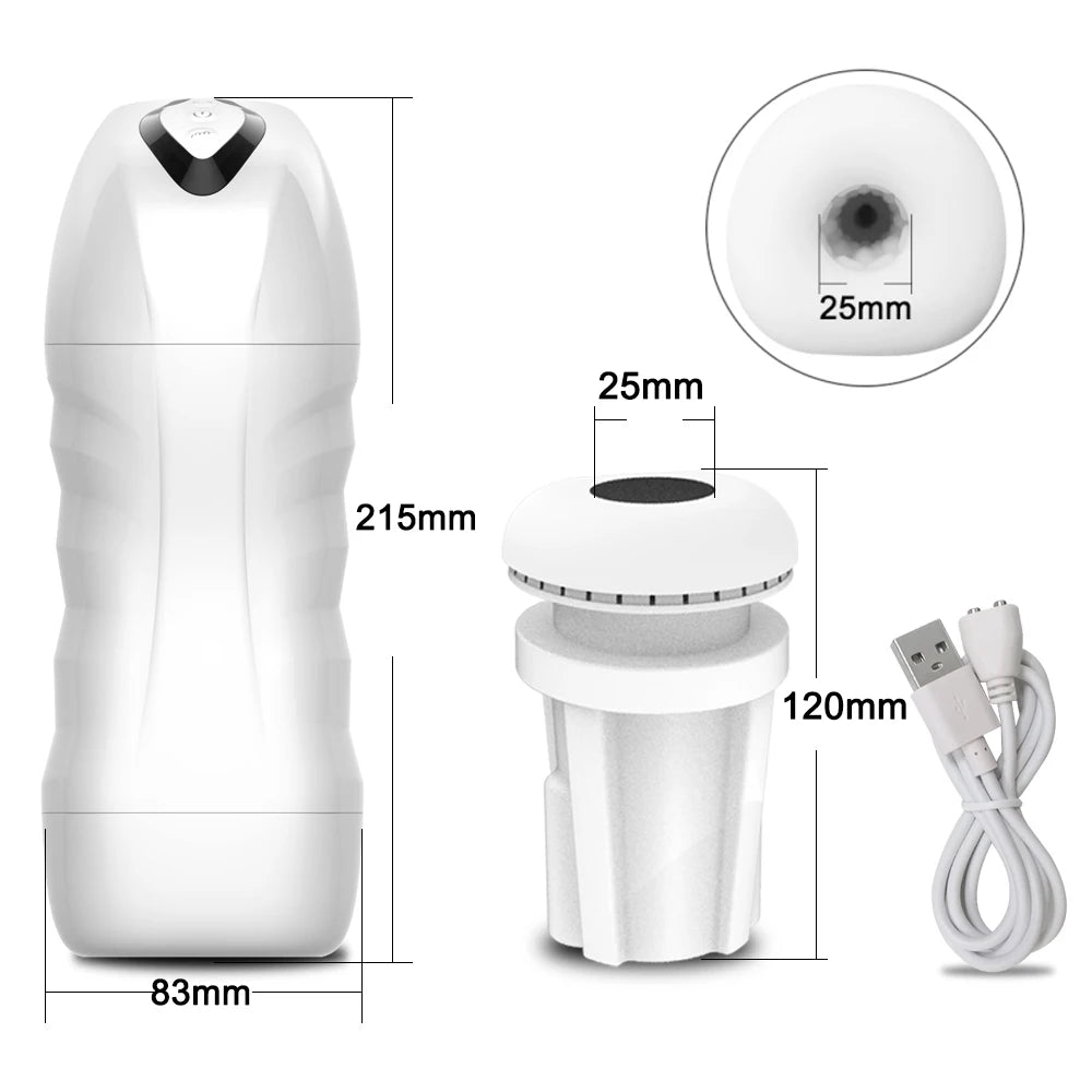 Masturbador Masculino Automático com Sucção e Vibração — 5 Modos de Sucção e 10 de Vibração