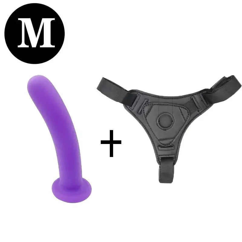 Strap-On Dildo Set with Adjustable Harness, 3 Pink Silicone Dildos in Different Sizes, Comfortable and Flexible