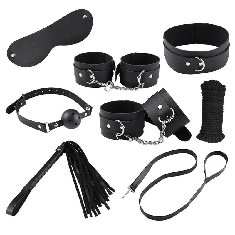 Kit de Restricao em Couro e Corda BDSM Intima Secret