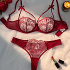 2-Piece Women's Black Comfortable Lightweight Bow Semi Transparent Lingerie Set ZA824057