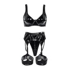 Conjunto de Lingerie Sexy em Couro Sintético
