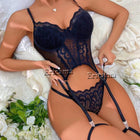 Floral Lace Garter Lingerie Set With Choker Women Intimates 2024 Underwire Bra And Thongs Ladies Underwear Set