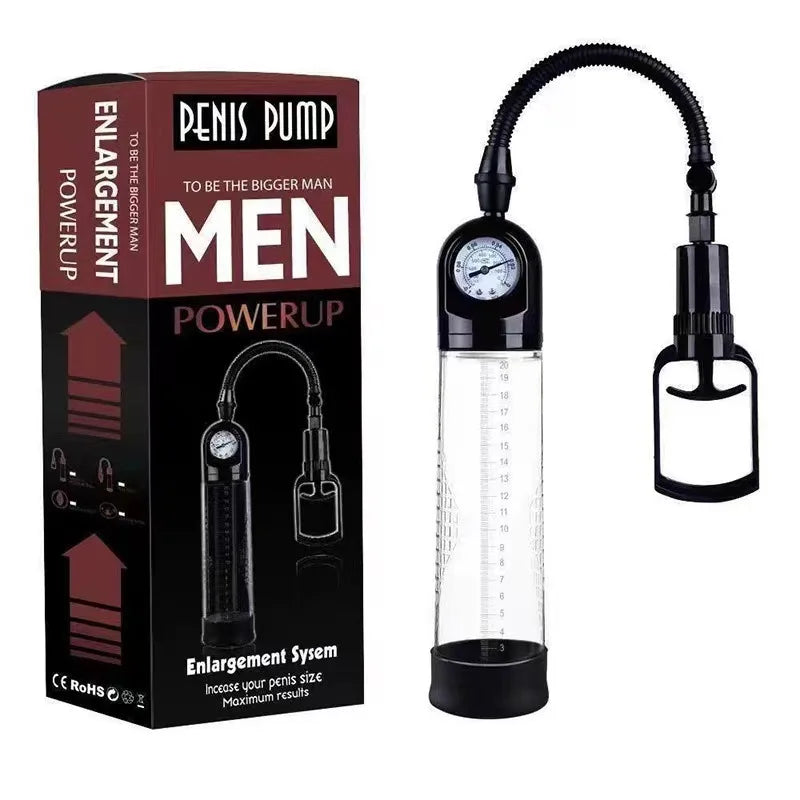 Male Manual Penis Pump Penis Enlarger Negative Pressure Vacuum Pump Big Dick Erection Enhancement Trainer Equipment Adult SexToy