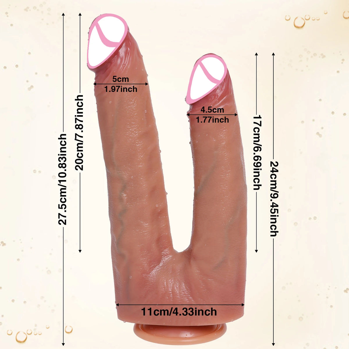 Dildo Duplo de Extremidades em Silicone Líquido