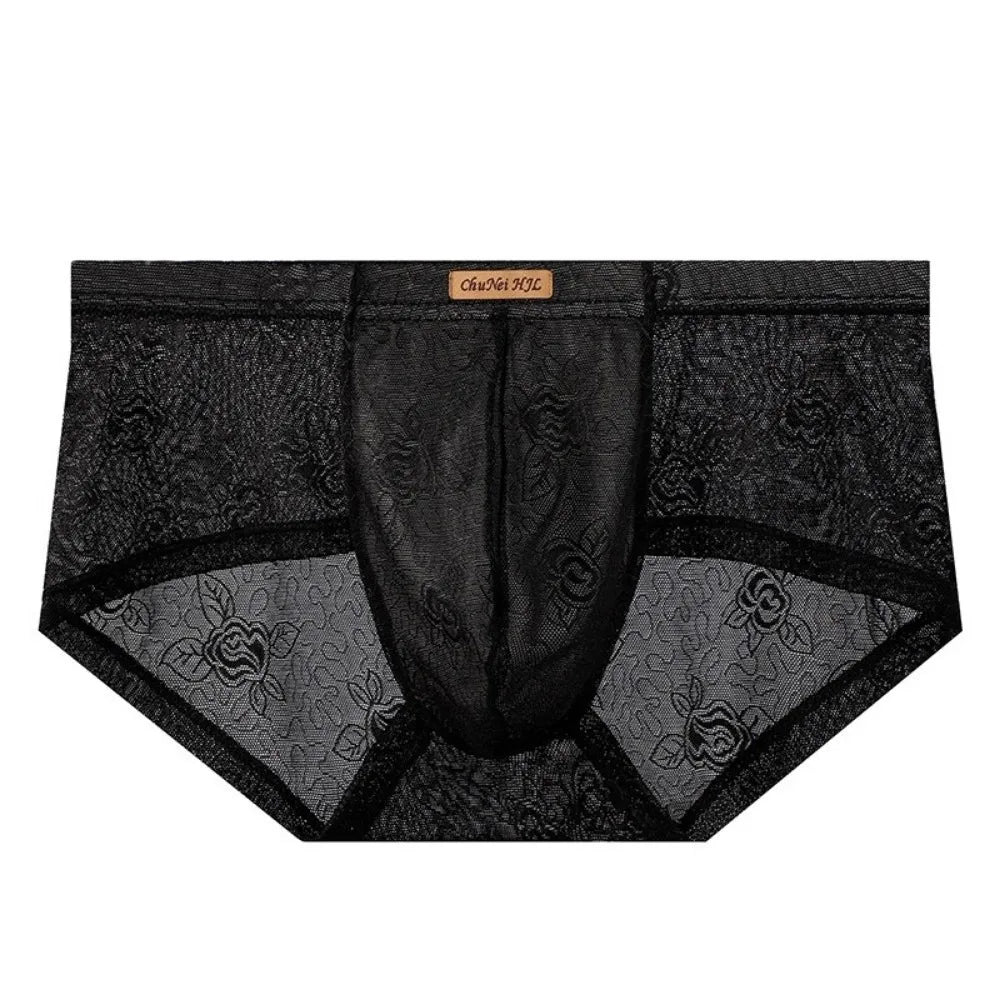 Cueca Masculina Renda Seda Gelo Transparente