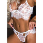 Conjunto de Lingerie Transparente em Renda Sexy