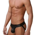 Cueca Jockstrap G-String Masculina em Couro Sintetico