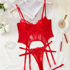 Floral Lace Garter Lingerie Set With Choker Women Intimates 2024 Underwire Bra And Thongs Ladies Underwear Set