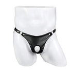 Cueca Tanga Masculina em Couro Sintético com Anel Metálico