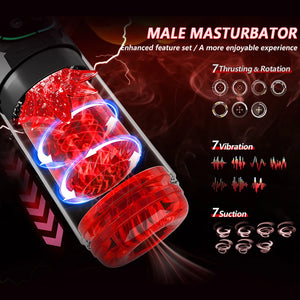 Male Sex Toys for Men with 7 S Vacuum Pump & 7 Thrusting Rotating Vibrating Sucking Licking LCD Adult Toys Mens Sex Toys