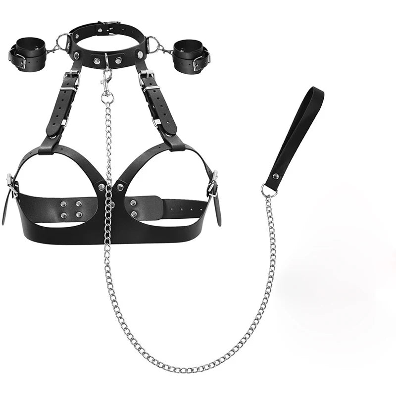 Sex Toys Women Flirting Adjustable Erotic Handcuffs Neck Ankle Bondage Harness Open BDSM Adult Slave Restraints No Vibrator﻿﻿﻿﻿
