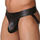 Cueca Jockstrap G-String Masculina em Couro Sintetico