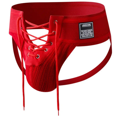 Jockmail Jockstrap Men Sexy Bondage Gay Underwear Lingerie Thong Femboy Clothing Sissy Panties Lace Up Opening Jock Straps