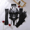 Ellolace Seductive Women's Lingerie Set Tempted Intimate Body Thong 2PC with Gloves Stockings Daring Women Bodysuit Underwear