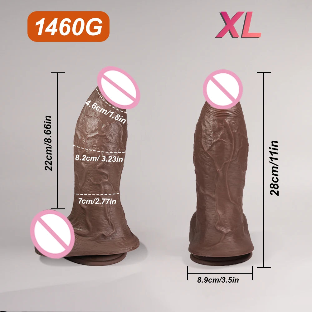 Dildo Curvo de Grandes Dimensões em Silicone Médico com Ventosa
