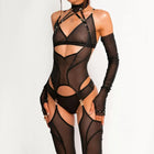 Ellolace Seductive Women's Lingerie Set Tempted Intimate Body Thong 2PC with Gloves Stockings Daring Women Bodysuit Underwear