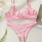 Beautiful Women's Pink and Black brassiere Lace Sexy Lingerie Set Pull Up Bra 2024 New fashionable Women's Clothing