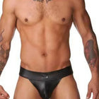 Cueca Jockstrap G-String Masculina em Couro Sintetico