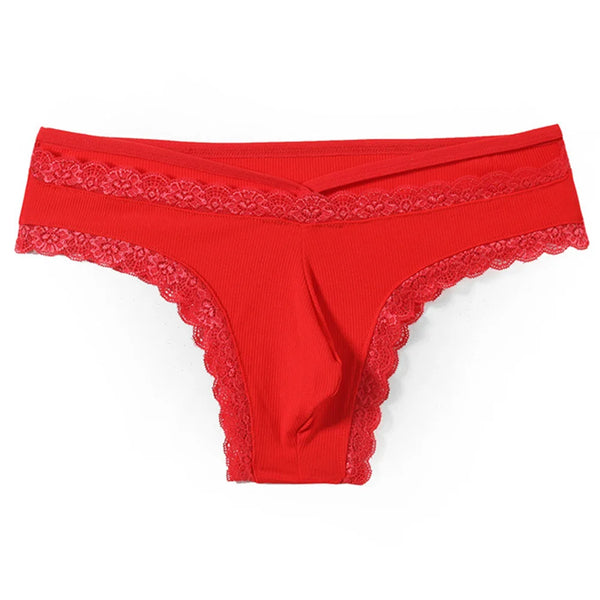 Cueca Sissy Masculina em Renda com Bolsa