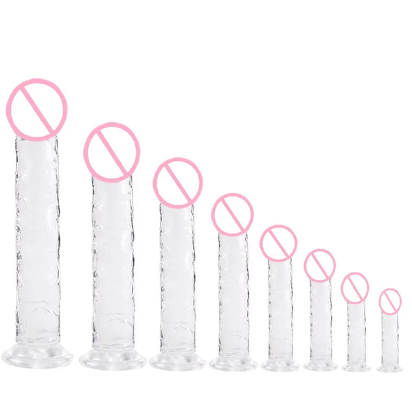 Super Cheap 7 Sizes 5 Colors Realistic Soft Jelly Dildo Suction Cup Adult Sex Toy for Women and Men Vaginal and Anal Masturbator