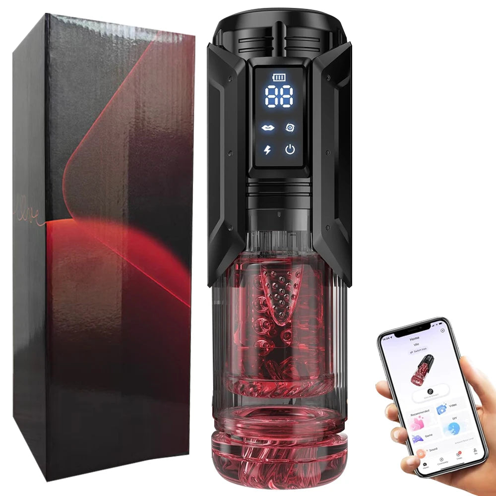 Male Sex Toys for Men with 7 S Vacuum Pump & 7 Thrusting Rotating Vibrating Sucking Licking LCD Adult Toys Mens Sex Toys